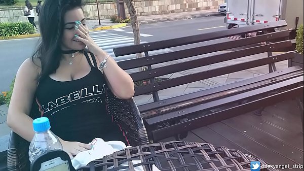 Public female orgasm interactive toy girl with remote vibe outside