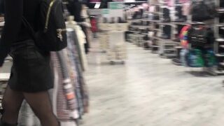 Pussy Flashing in Public Shoe Store